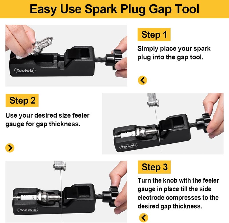 Toolwiz Spark Plug Gap Tool with 32 Blade Steel Feeler Gauge, Universal Gapping Tool for Most 10mm 12mm 14mm 16mm Thread Spark Plugs - Image 4